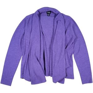 Eileen Fisher 100% Wool Cardigan Womens S Purple Open Front Washable‎ Fine Crepe
